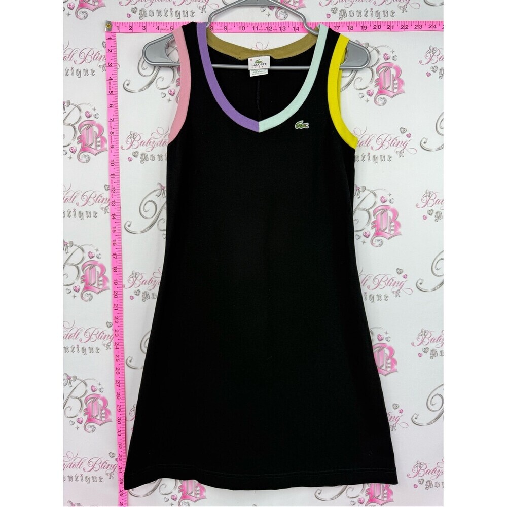 Lacoste dress multicolor neckline bright Black Midi Dress with Pastel Trim